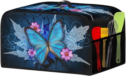 Dust Cover for Slow Cooker and Extra Accessories, Keep Kitchen Small Appliance Clean Dust Free Cover Multi-Cooker Crock Pot Cover for Home Kitchen Decoration, Blue Butterfly Flower by NETILGEN