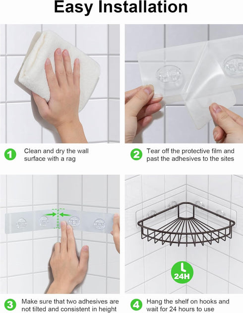 2-Pack SUS304 SMARTAKE Corner Shower Caddy, Stainless Steel, Wall Mounted Bathroom Shelf with Adhesive, Storage