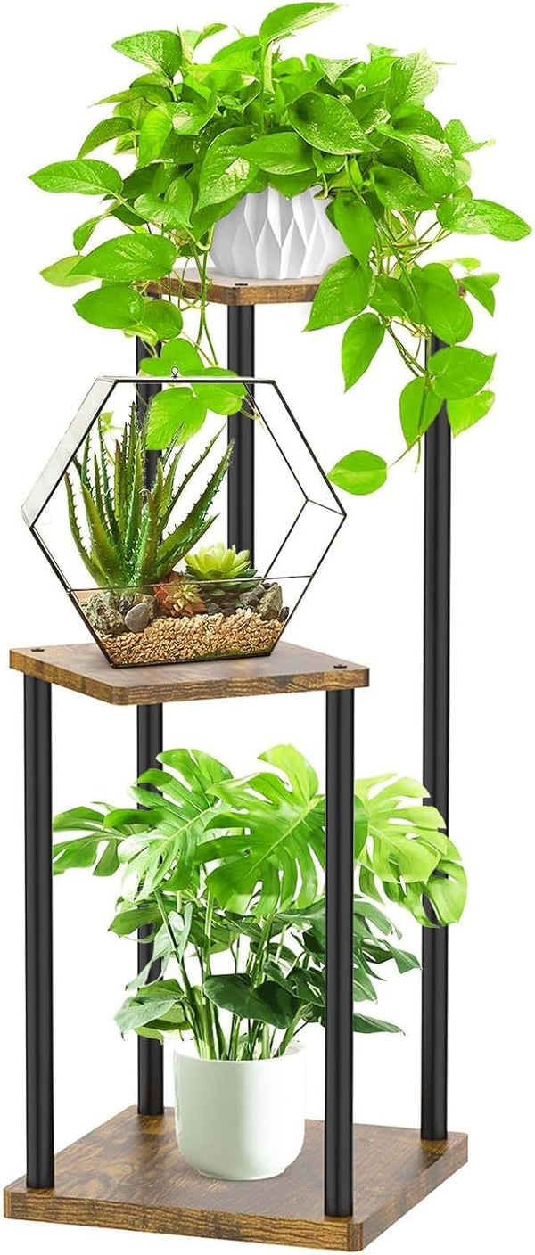 Oppro 3 Tier Corner Plant Stand Indoor, Metal Wood Flower Pot Holder