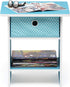 2-Pack, Furinno Dario End Table / Side Table / Night Stand / Bedside Table with Bin Drawer, Light Blue/Light Blue