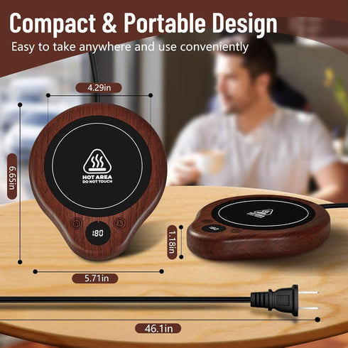 3 Settings 2-12H Settings 25W Mug Warmer, Temperature Coffee Mug Warmer, Timed Coffee Warmer, Digital Display Mug