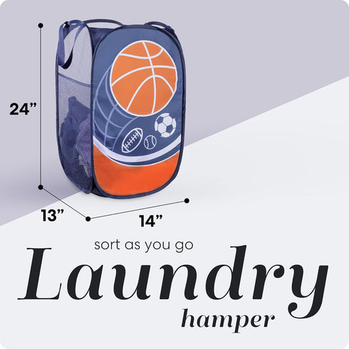 Handy Laundry Collapsible Mesh Pop Up Hamper - Wide Opening, Side Pocket, Breathable, Sturdy, Foldable Design for