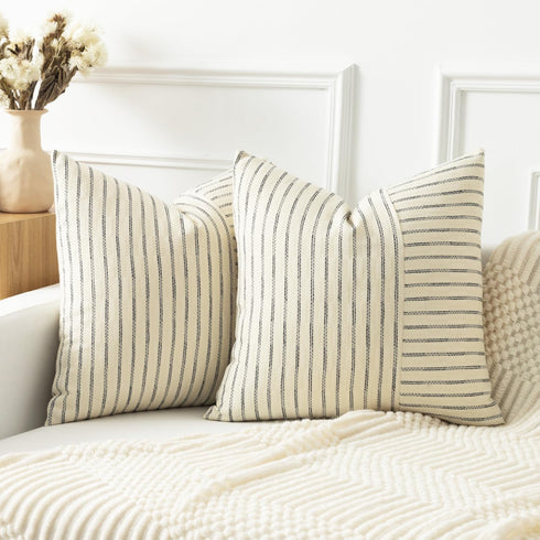 Kevin Textile Farmhouse Pillow Covers 24x24, Modern Accent Square Throw Pillow Covers