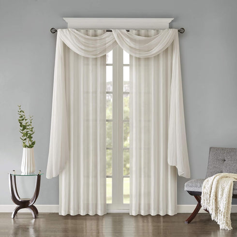 Madison Park Harper Sheer Curtain for Living Room, Lightweight Window Treatment 42" x 144", White