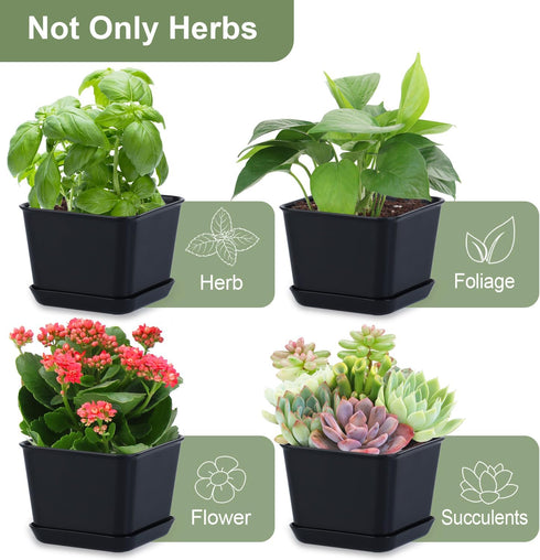 4 Packs Oliz Herb Garden Planter Indoor Kit Pots for Indoor/Outdoor Plants Windowsill Plant Pots with Drainage
