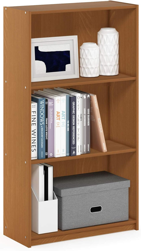 Furinno BASIC Book Shelf, 3-Tier Modern Bookshelf, Bookcase with Open Shelves, 9.3"
