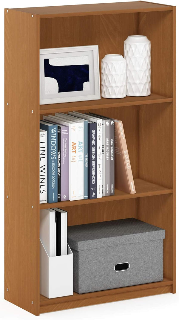 Furinno BASIC Book Shelf, 3-Tier Modern Bookshelf, Bookcase with Open Shelves, 9.3"