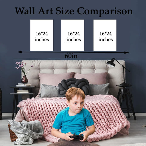 Yolbcdr Gaming Posters - Video Game Wall Art Set of 3, Cool Gaming Sign Pictures for Boys Bedroom Decor