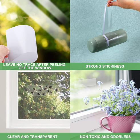 Window Fly Traps for Indoors, 80 Pack Clear Sticky Fly Paper Strips for Home Waterproof Fly Catcher