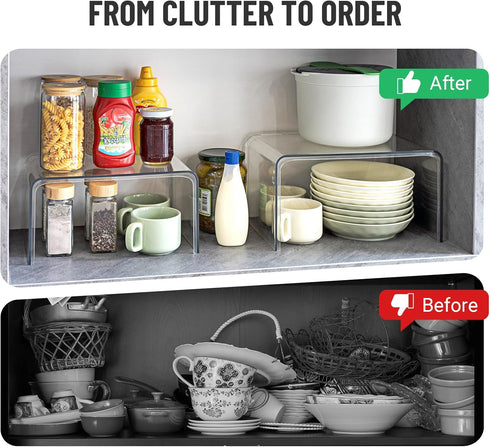 Set 2 Countertop Clear Cabinet Organizer, Shelf Organizer of for Kitchen Pantry Organizers and Storage, Display Cabinet