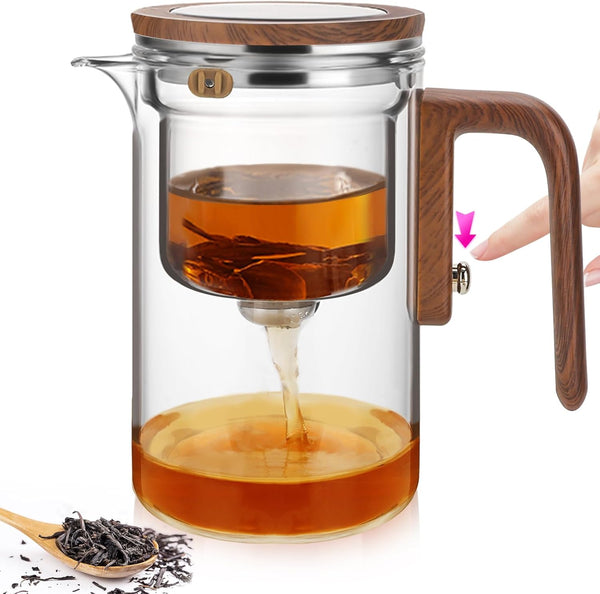 Enchanti Tea Pot, Glass Teapot with Removable Infuser, Magnetic Loose Leaf Tea
