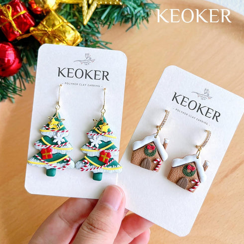 Keoker Christmas Polymer Clay Cutters - 11 Shapes for Earrings, Winter Clay Cutters, Christmas Clay Cutters