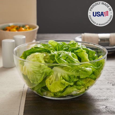 US Acrylic Vista Clear Plastic Salad and Serving 10-inch Bowls | set of 3 | Reusable, BPA-free, Made in the USA | 135 oz. capacity by US Acrylic