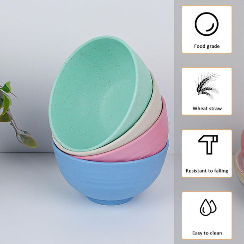 Wheat Straw Bowls Set of 5, 26 oz Large Unbreakable Bowls, Dishwasher & Microwave Safe
