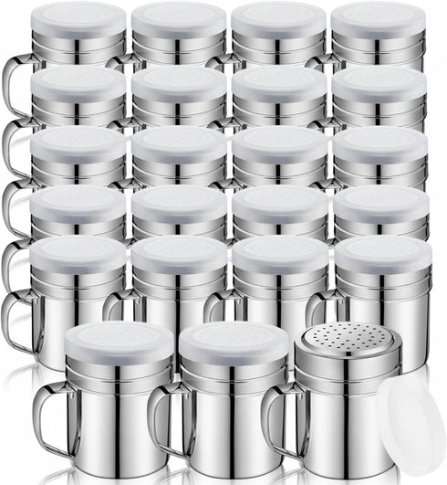 Lallisa 20 Pcs Stainless Steel Salt and Pepper Shakers with Lid and