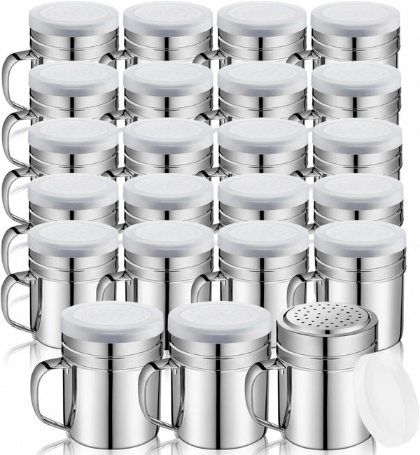 Lallisa 20 Pcs Stainless Steel Salt and Pepper Shakers with Lid and