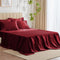 CozyLux Satin Sheets Queen Size - 6 Piece Burgundy Bed Sheet Set with Silky Microfiber and Deep Pocket Fitted Sheet