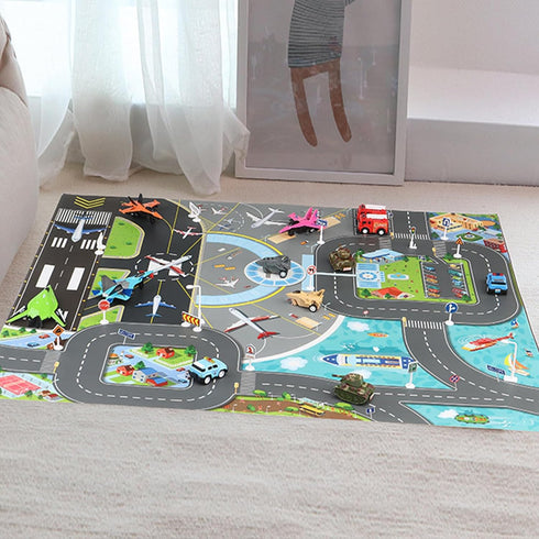 Kids Carpet Playmat Rug, Foldable Non-Slip Car Play Mat Felt Cloth for Playroom, Indoor Outdoor Use, 70×80CM