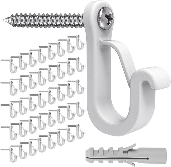 Dolibest 40 Pack Q-Hanger Hooks for Home Christmas Lights, String Light Hooks with Safety Buckle Design for Outdoor