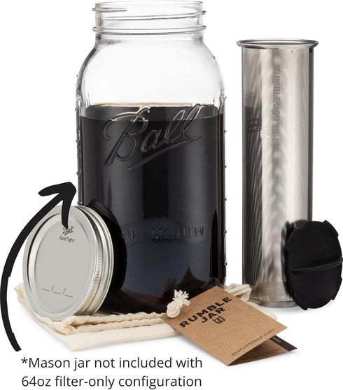 Next-Gen Cold Brew Coffee Maker for Mason Jars - 200 Micron Filter for Coarse Grounds (Jar not included)