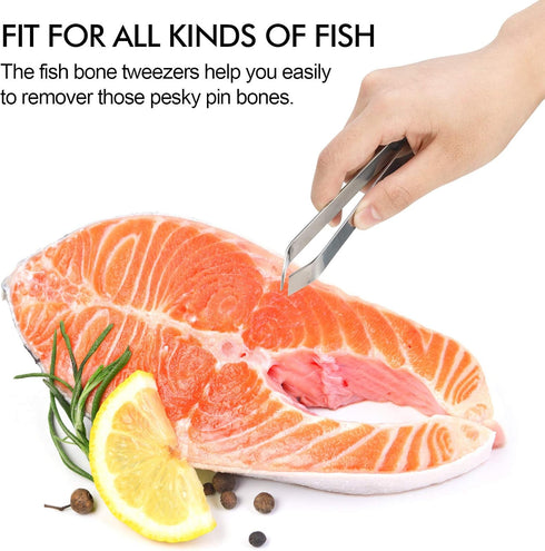 Fish Bone Tweezers, Professional Stainless Steel Flat and Slant Pliers Set for Kitchen Salmon Trout