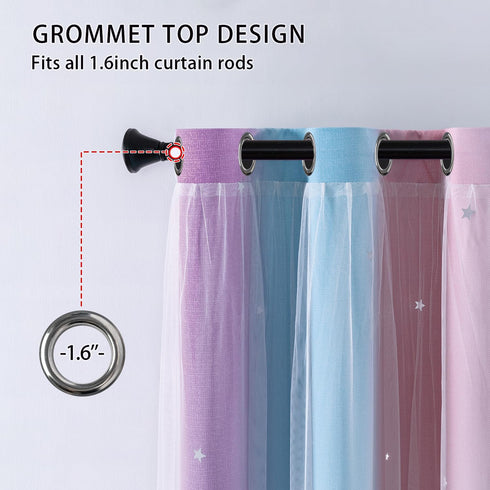 84 Inches 2 W52 L84 XiDi Pink and Purple Curtains Long for Girls Bedroom Panels Blackout Rainbow Nursery Curtains