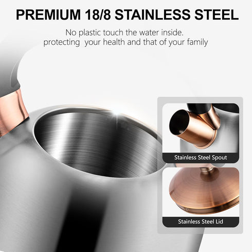 3.17QT SUSTEAS Tea Kettle - Whistling Kettle with Ergonomic Handle - Premium Stainless Steel Tea Pots for Stove Top
