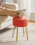 WBD010J IBUYKE Teddy Velvet Storage Footrest Stool Ottoman, Makeup Vanity Stool Side Table with Removable Cover, Golden