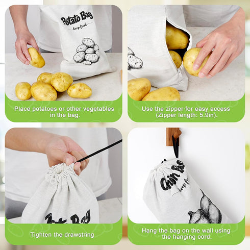 8-Pound 16"x11.4"(2Pack) Onion Bag, Potato Bag, Vegetable Storage Bags, Reusable Potatoes Storage Bags