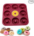 Large Professional Grade Donut Pan for Baking 9 Cavity Non-Stick Bagel Pan Silicone Donut Mold BPA Free 11.2 x 11.1 Inches by FUNLAVIE