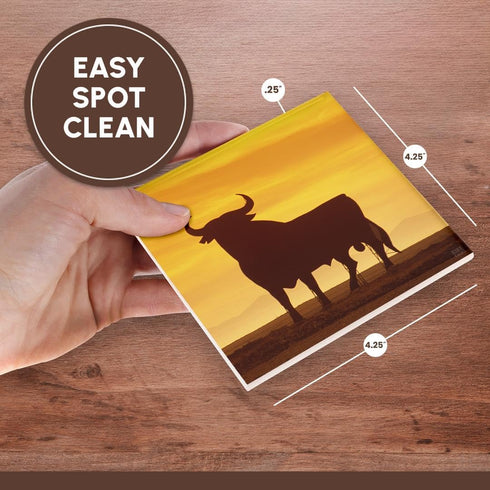 3dRose CST_10678_3 Osborne Bull Sign, Spanish National Monument, Ceramic Tile Coaster Set of 4