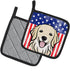 Caroline's Treasures BB2135PTHD American Flag and Golden Retriever Pot Holders Set, 7 1/2 x 7 1/2