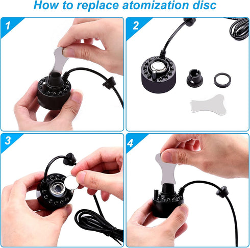 FITNATE Mist Maker Fogger Replacement Discs & Water Splash Guard for Humidifier Parts with Tool