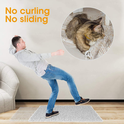 12Pcs Rug Tape - Dual Sided Washable Removable Carpet Holder, Non Slip Adhesive Rug Stickers for Hardwood Floors