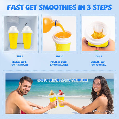 Slushy Maker Cup, Magic Quick Frozen Smoothies Cup, Portable Double Layer Slushy Maker for Kids Family