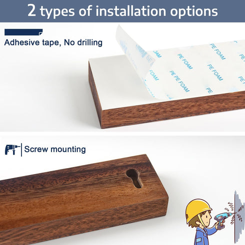 Magnetic Knife Holder for Wall, 16 Inch Walnut Wood Knife Strip with 2 Hooks, Extra Strong Magnet