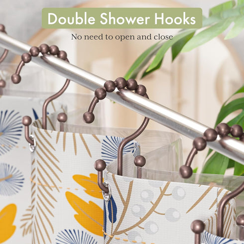 Amazer Shower Curtain Rings, Stainless Steel Hooks, 12 Pcs Double Glide Rings for Bathroom Shower Curtain Rods, Bronze