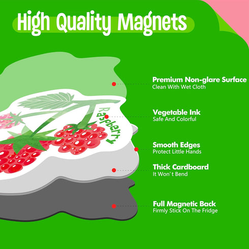50 1-2 PCS Fruit & Vegetable Magnets, Adorable Magnetic Fruits Veggies Thick Fridge Magnets Cute Educational Learning