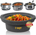 Slow Cooker Liners, Reusable & Leakproof Silicone for 7-8 QT Crock Pot, Dishwasher Safe, BPA Free (Grey)