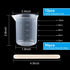 Coopay 12 Pack 100ml/3.4oz Plastic Beakers, Clear Multipurpose Measuring Cups with 50 Pack Wooden Stirring Sticks