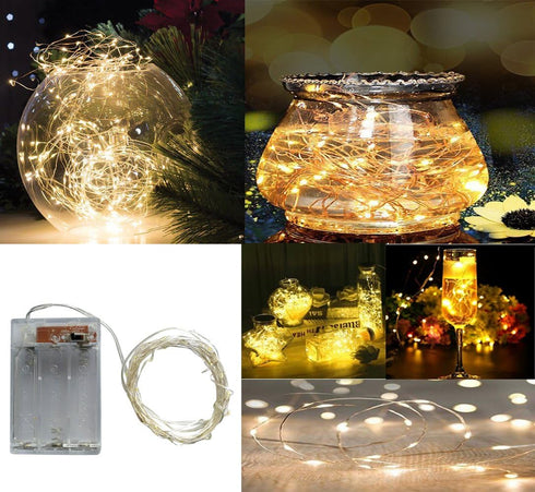 2 50LEDs 2 16.4) BXROIU x Fairy Lights Battery Operated, Silver Wire Mode Chains String Lights for Bedroom Christmas