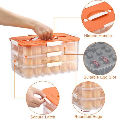 3-Layer 54 (3-Layer, BTSKY Deviled Egg Platter with Lid, Slots Deviled Eggs Carrier, Clear Portable Egg Holder