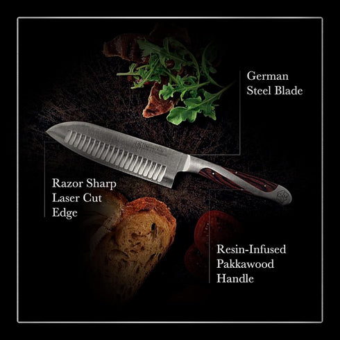Hammer Stahl 4.5 Inch Santoku Knife, High Carbon Stainless Steel Kitchen Knife with Ergonomic Handle & Gift Box