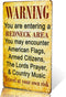 dingleiever-Warning You are Entering a Redneck Area - Vintage Metal/Tin Sign Poster for Man Cave/Garage
