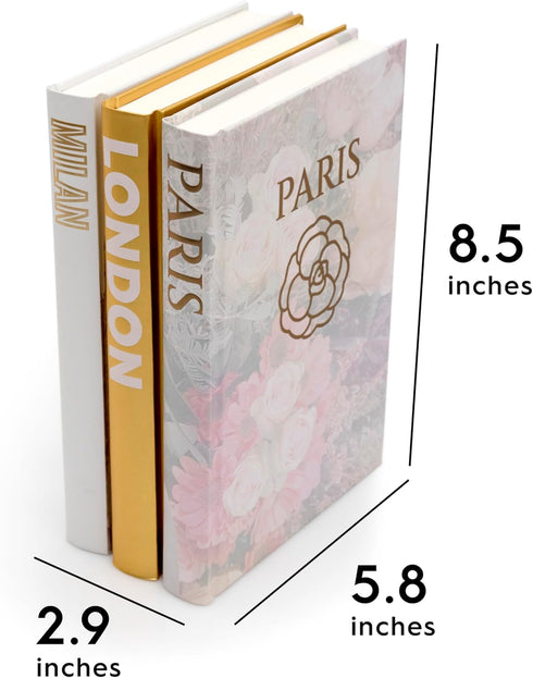 Set 3 Decorative Books for Home - Shelf Decor Accents - of - Modern Hardcover Book Stack - Matte Gold Coffee & Entry