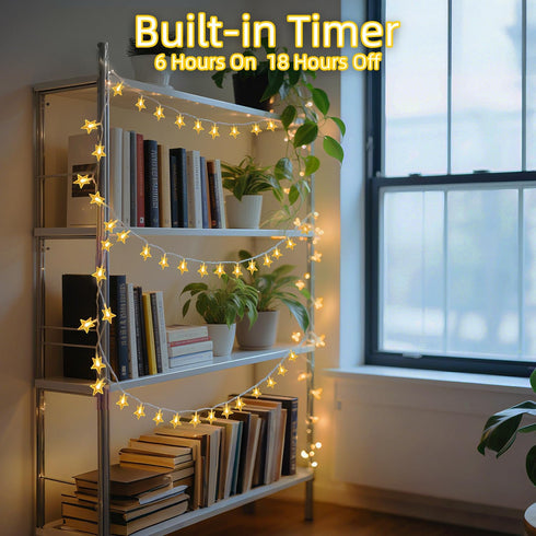 120 LED 40FT Star String Lights, Indoor Outdoor Christmas Twinkle Light with Timer & Memory