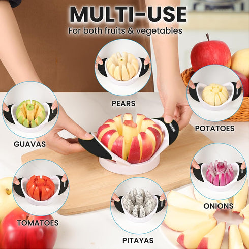 SCHVUBENR 3.5 Inch Apple Slicer with 12 Sharp Blades | Professional Stainless Steel Apple Cutter and Corer