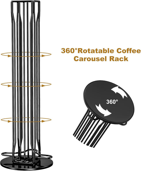 Coffee Pod Holder Organizer for Nespresso OriginalLine, Rotatable Countertop Storage for 40 Pods, Black