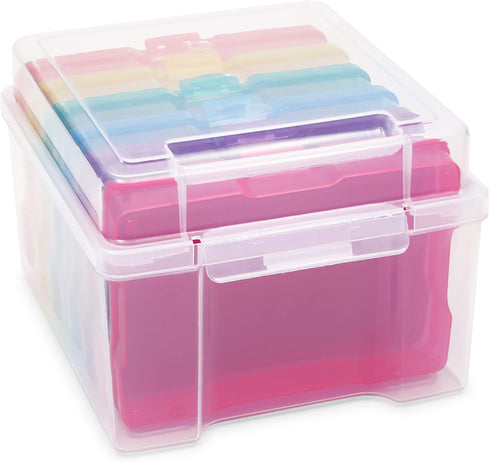 Paper Junkie 4 x 6 Inch Photo Storage Box - 6 Inner Cases for Stickers, Crafts, Art Supplies, Organizers for Home