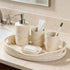 HOLOLA 14x10 inches, Countertop Natural Travertine Textures Serving Tray with Handles - Beaded Oval Decorative Tray